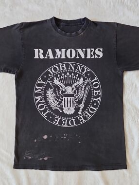 Ramones Graphic Band Tee in Black with White Logo